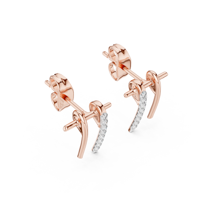 Slim Diamond Bar Earrings | Handmade Fine Gold Stud Earrings | Clean Aesthetic Luxury Jewelry