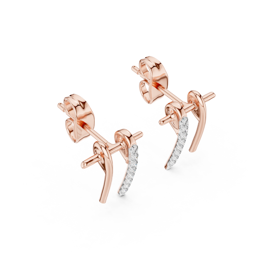 Slim Diamond Bar Earrings | Handmade Fine Gold Stud Earrings | Clean Aesthetic Luxury Jewelry