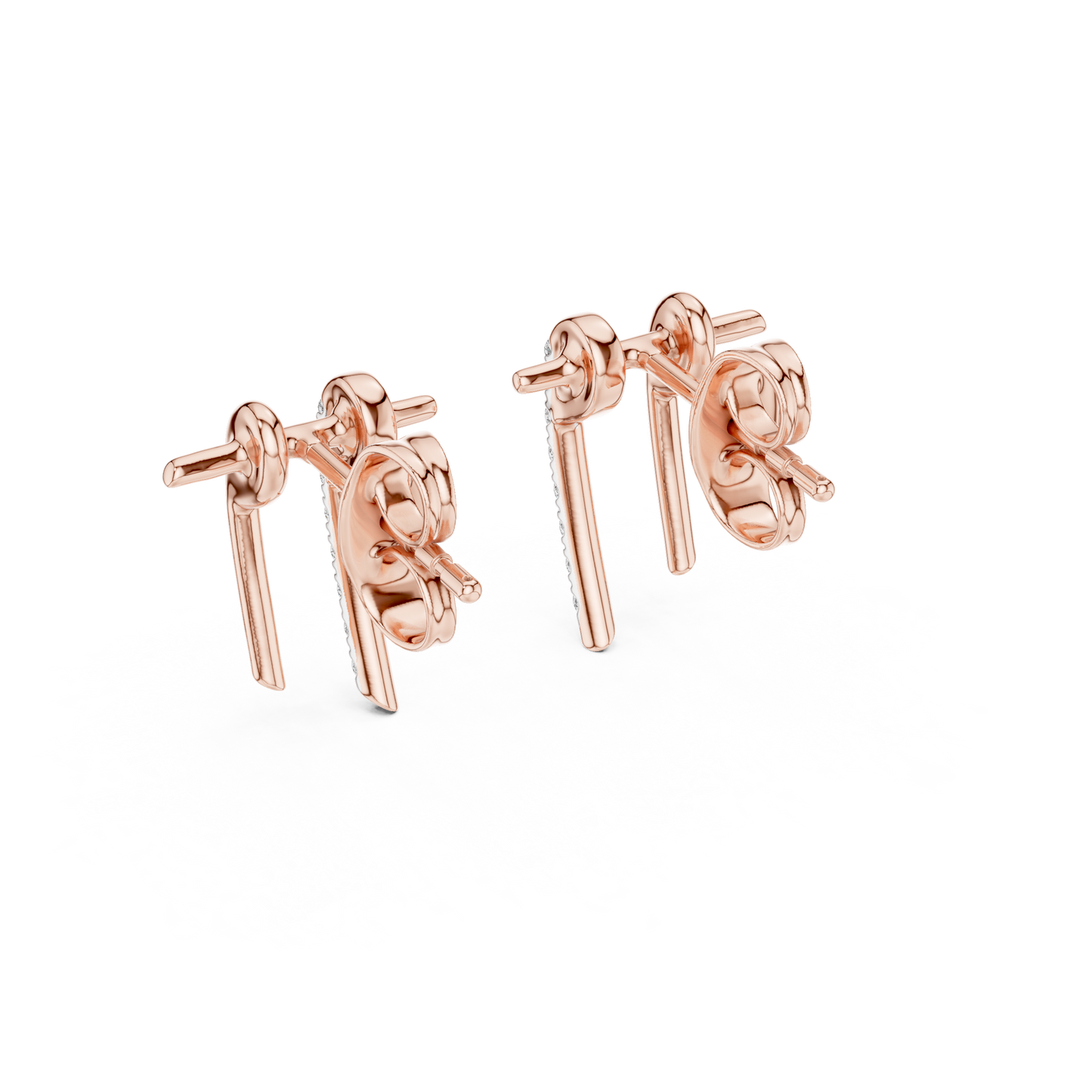 Slim Diamond Bar Earrings | Handmade Fine Gold Stud Earrings | Clean Aesthetic Luxury Jewelry