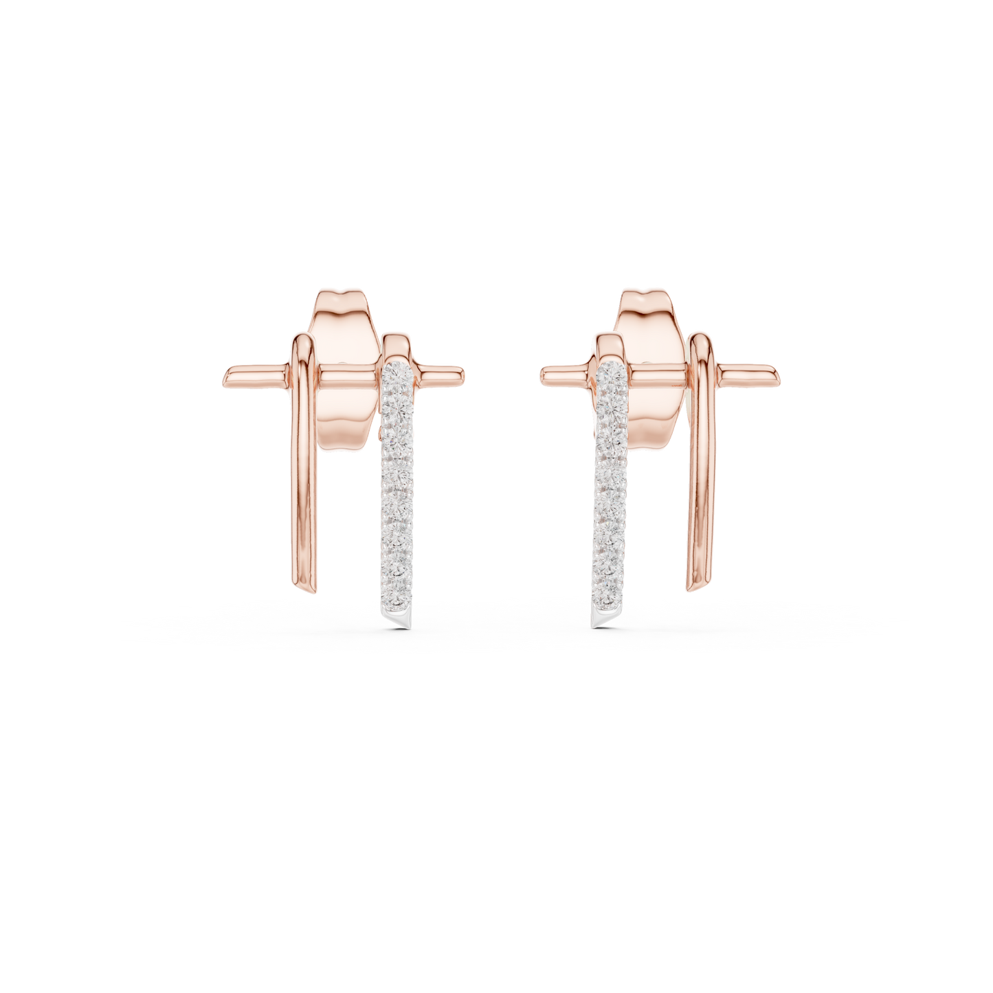 Slim Diamond Bar Earrings | Handmade Fine Gold Stud Earrings | Clean Aesthetic Luxury Jewelry