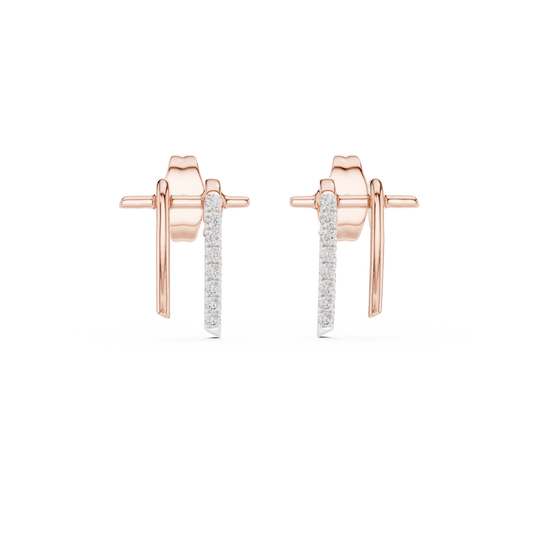 Slim Diamond Bar Earrings | Handmade Fine 925 Sterling Silver Stud Earrings | Clean Aesthetic Luxury Jewelry