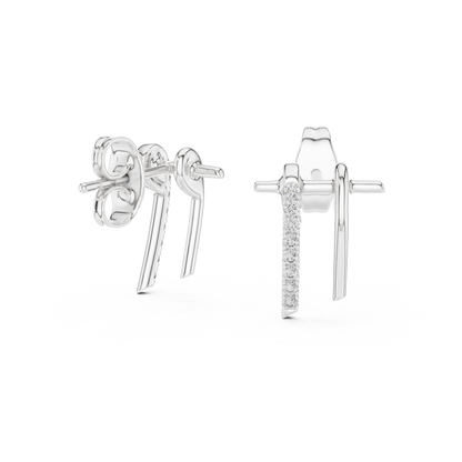 Slim Diamond Bar Earrings | Handmade Fine Gold Stud Earrings | Clean Aesthetic Luxury Jewelry