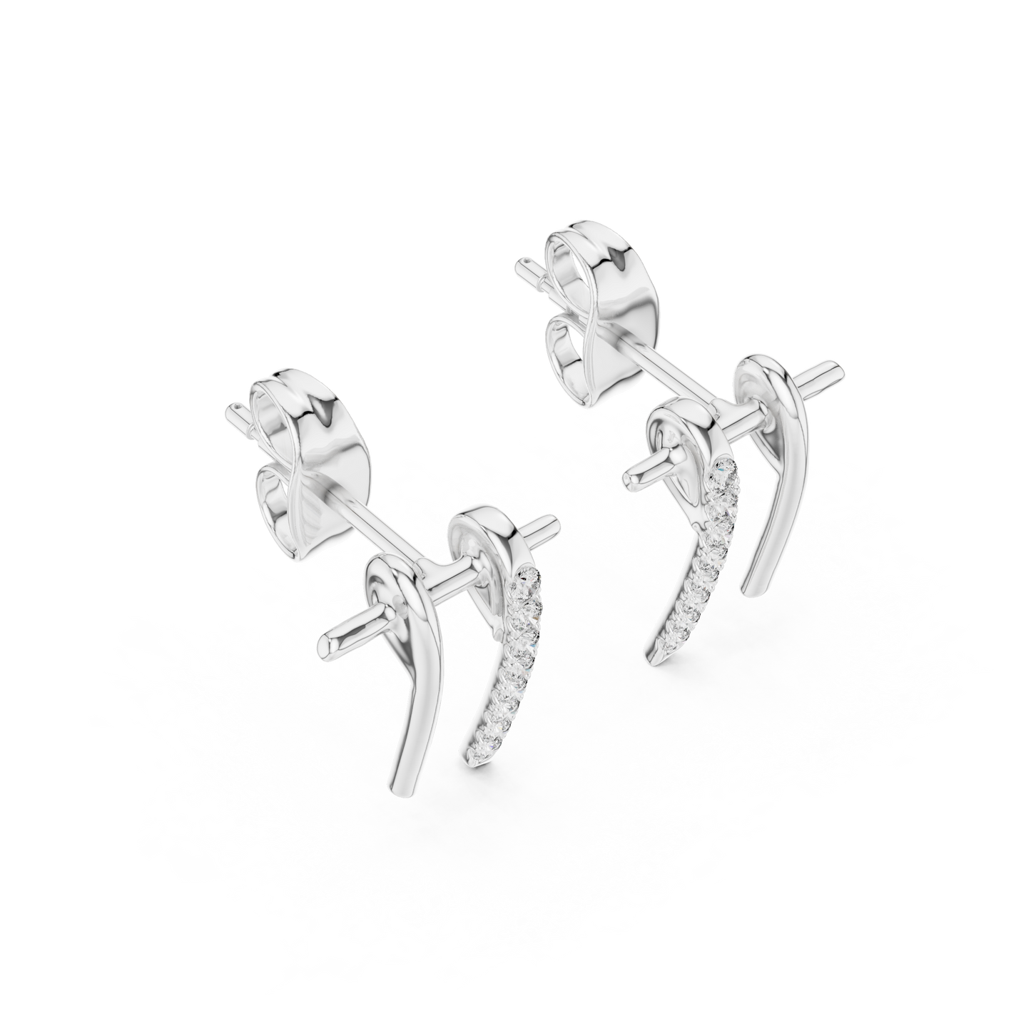 Slim Diamond Bar Earrings | Handmade Fine Gold Stud Earrings | Clean Aesthetic Luxury Jewelry