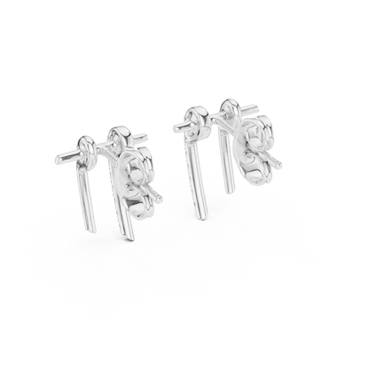 Slim Diamond Bar Earrings | Handmade Fine Gold Stud Earrings | Clean Aesthetic Luxury Jewelry