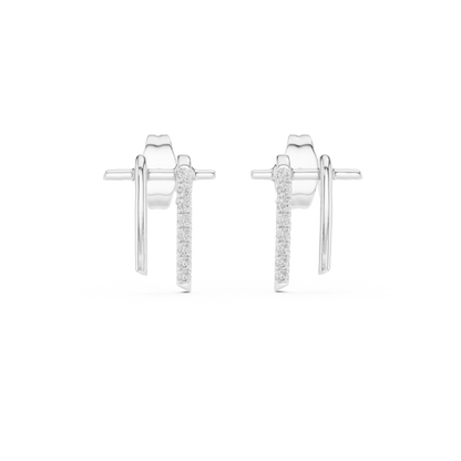 Slim Diamond Bar Earrings | Handmade Fine Gold Stud Earrings | Clean Aesthetic Luxury Jewelry