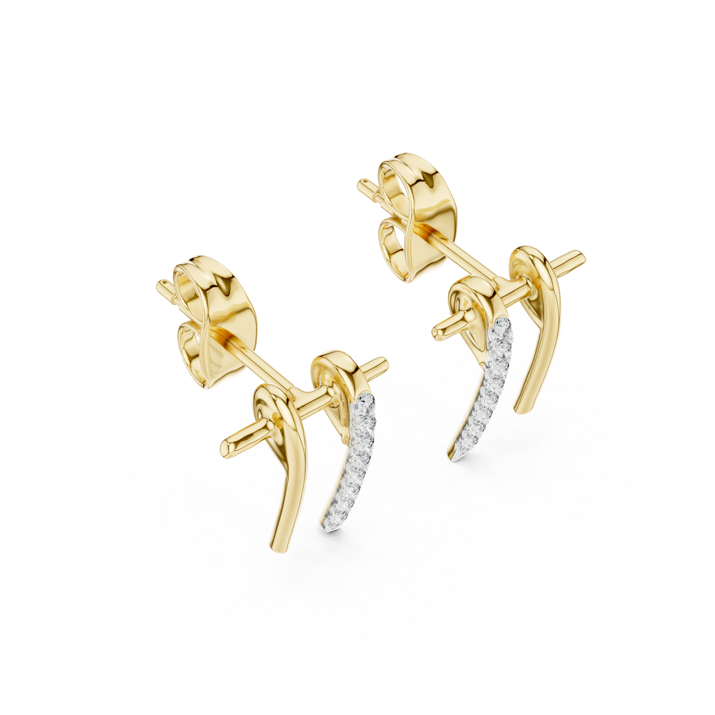 Slim Diamond Bar Earrings | Handmade Fine Gold Stud Earrings | Clean Aesthetic Luxury Jewelry