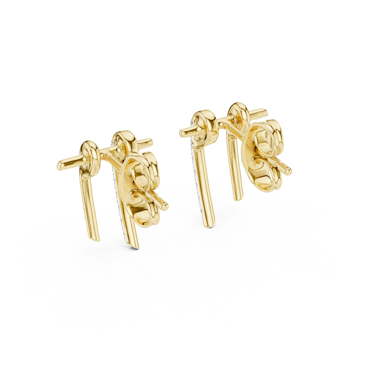 Slim Diamond Bar Earrings | Handmade Fine Gold Stud Earrings | Clean Aesthetic Luxury Jewelry