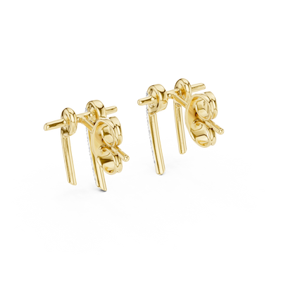 Slim Diamond Bar Earrings | Handmade Fine Gold Stud Earrings | Clean Aesthetic Luxury Jewelry