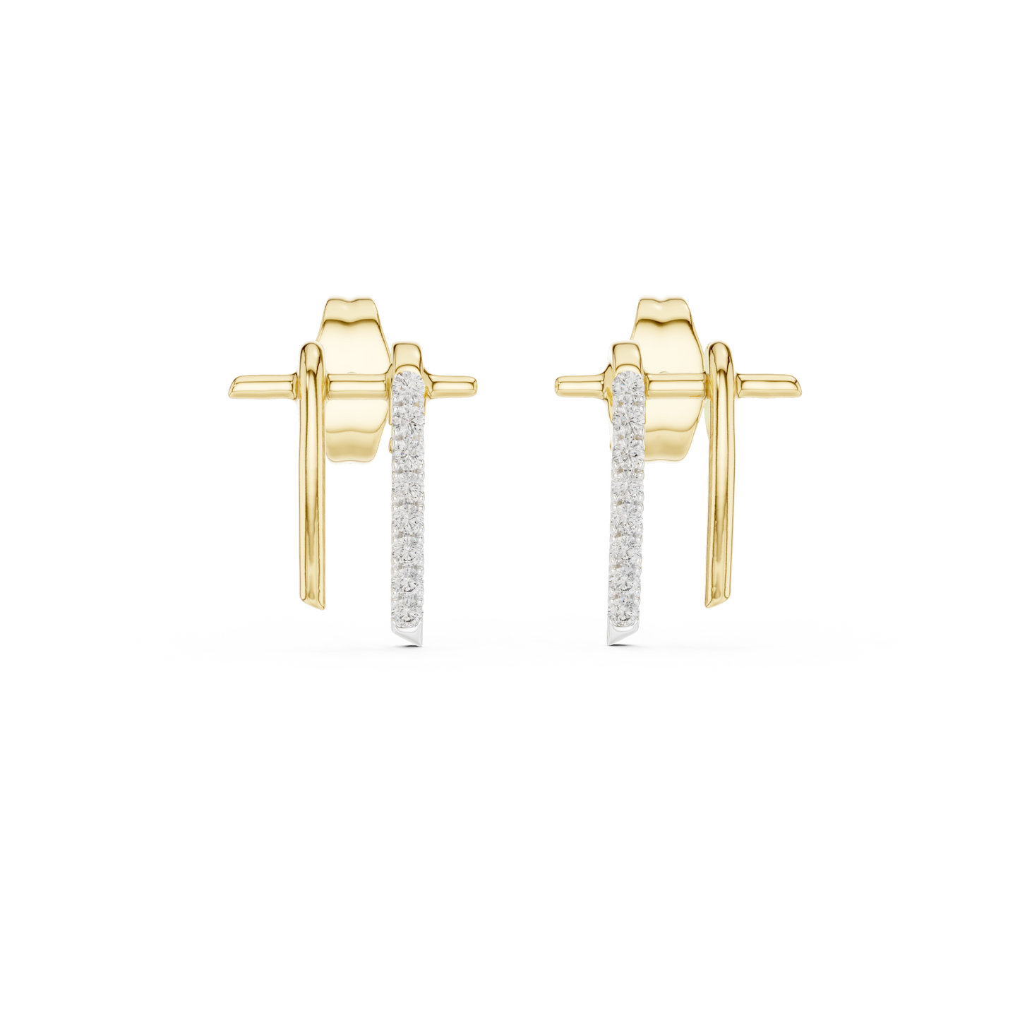 Slim Diamond Bar Earrings | Handmade Fine Gold Stud Earrings | Clean Aesthetic Luxury Jewelry