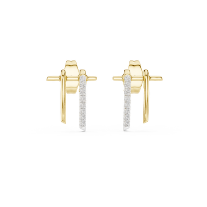Slim Diamond Bar Earrings | Handmade Fine Gold Stud Earrings | Clean Aesthetic Luxury Jewelry