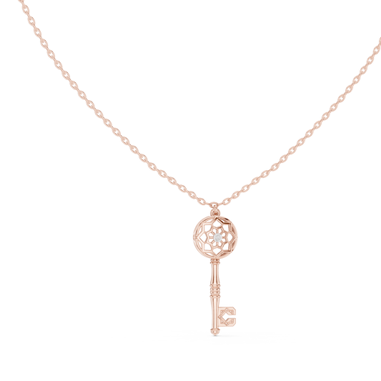 Luxury Diamond Key Pendant Necklace Initial C Gold Symbol Dreamcatcher Gift