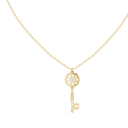 Luxury Diamond Key Pendant Necklace Initial C Gold Symbol Dreamcatcher Gift