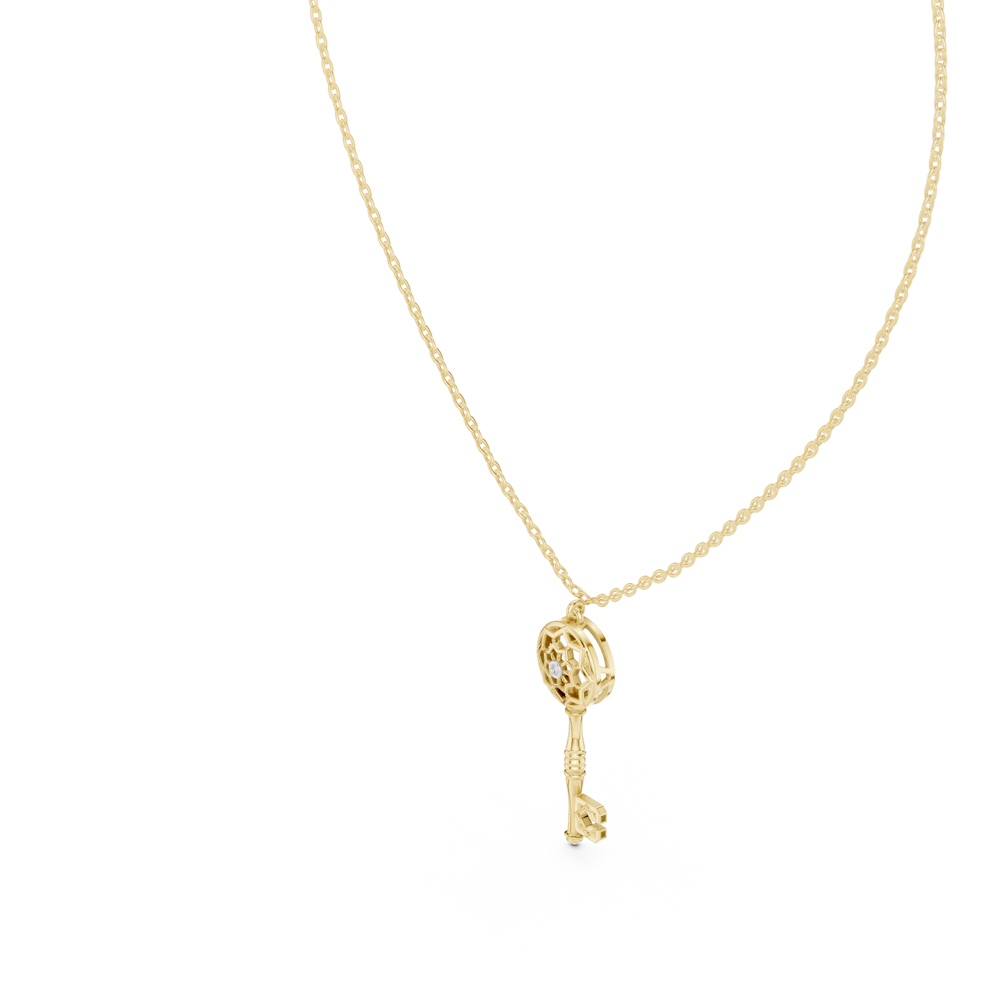 Luxury Diamond Key Pendant Necklace Initial C Gold Symbol Dreamcatcher Gift