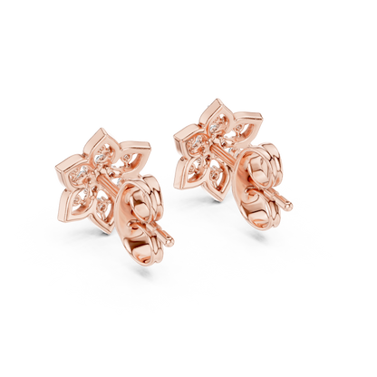 Quiet Bloom Diamond Stud Earrings | Fine Silver Crafted for the Connoisseur | Artisan Lotus Diamond Earrings | A Modern Classic in Precious Silver Gold Plated