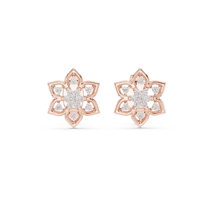 Quiet Bloom Diamond Stud Earrings | Fine Silver Crafted for the Connoisseur | Artisan Lotus Diamond Earrings | A Modern Classic in Precious Silver Gold Plated