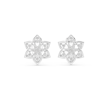 Quiet Bloom Diamond Stud Earrings | Fine Silver Crafted for the Connoisseur | Artisan Lotus Diamond Earrings | A Modern Classic in Precious Silver Gold Plated