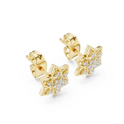 Quiet Bloom Diamond Stud Earrings | Fine Silver Crafted for the Connoisseur | Artisan Lotus Diamond Earrings | A Modern Classic in Precious Silver Gold Plated