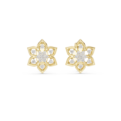 Quiet Bloom Diamond Stud Earrings | Fine Silver Crafted for the Connoisseur | Artisan Lotus Diamond Earrings | A Modern Classic in Precious Silver Gold Plated