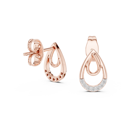 Sophisticated Double Drop Diamond Earrings | Elegant Silver Stud Earrings for Women