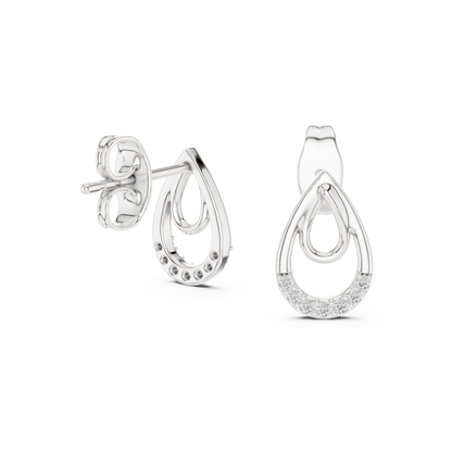 Sophisticated Double Drop Diamond Earrings | Elegant Silver Stud Earrings for Women