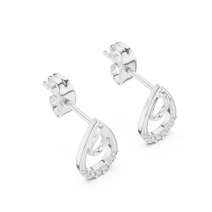 Sophisticated Double Drop Diamond Earrings | Elegant Silver Stud Earrings for Women