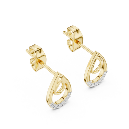 Sophisticated Double Drop Diamond Earrings | Elegant Silver Stud Earrings for Women