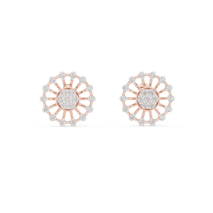 Étoile Royale Diamond Studs | Handcrafted Radiant Halo in Precious Gold | Lumière Orbit Diamond Stud Earrings | Sculptural Sunray Cluster Design