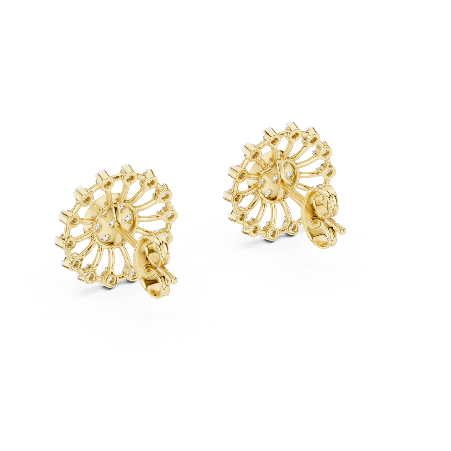 Étoile Royale Diamond Studs | Handcrafted Radiant Halo in Precious Gold | Lumière Orbit Diamond Stud Earrings | Sculptural Sunray Cluster Design