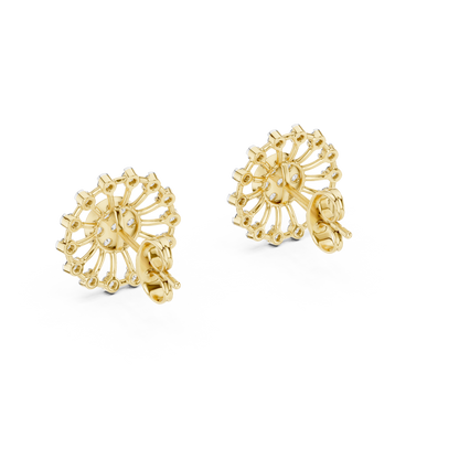 Étoile Royale Diamond Studs | Handcrafted Radiant Halo in Precious Gold | Lumière Orbit Diamond Stud Earrings | Sculptural Sunray Cluster Design