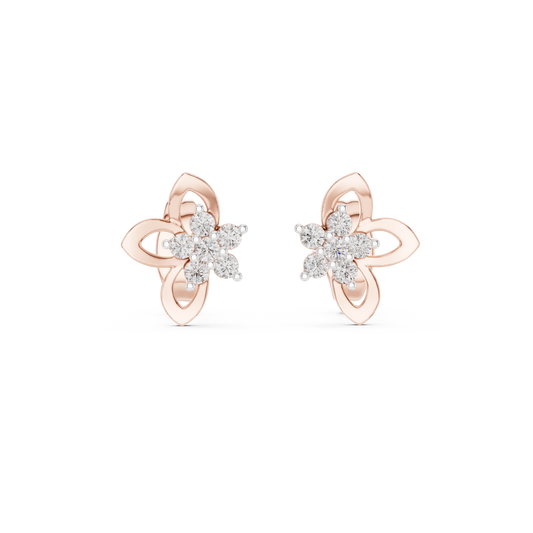 Heritage Blossom Diamond Studs | Legacy-Grade Floral Earrings with Rare Diamond Fire