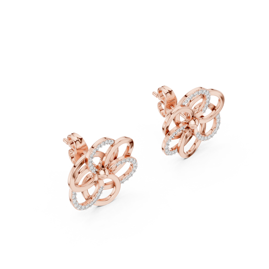 Vortex Petal Infinity Earrings • Multi-Ring Spiral Flower Studs • Hypnotic Designer Style