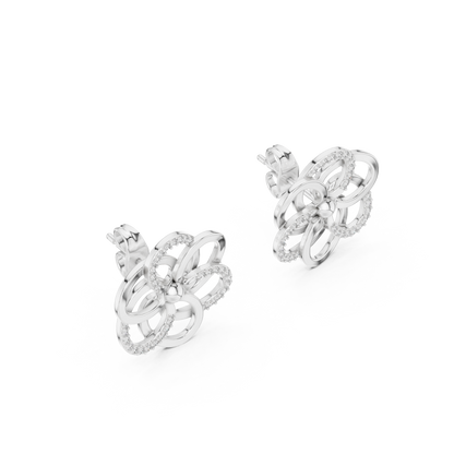 Vortex Petal Infinity Earrings • Multi-Ring Spiral Flower Studs • Hypnotic Designer Style