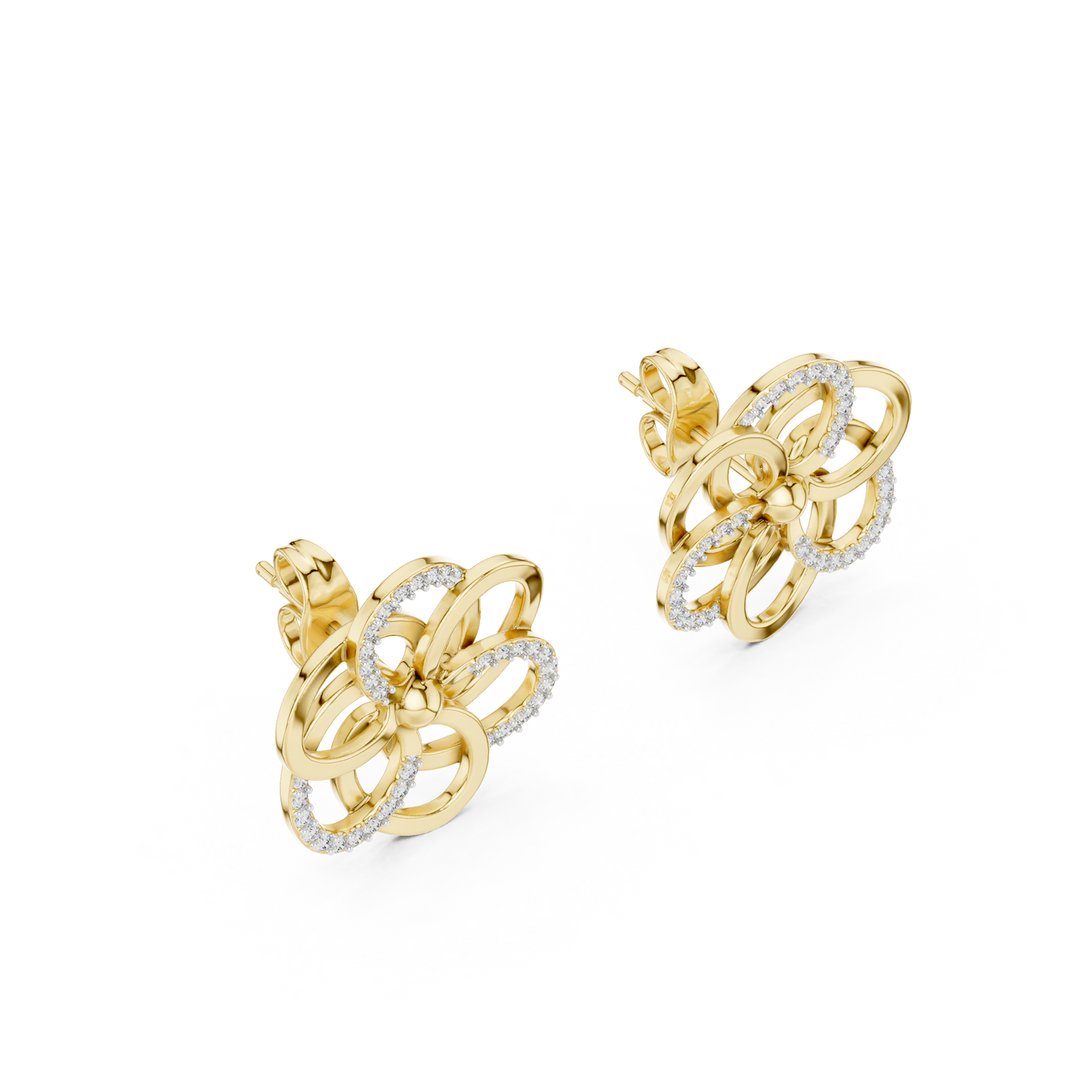 Vortex Petal Infinity Earrings • Multi-Ring Spiral Flower Studs • Hypnotic Designer Style