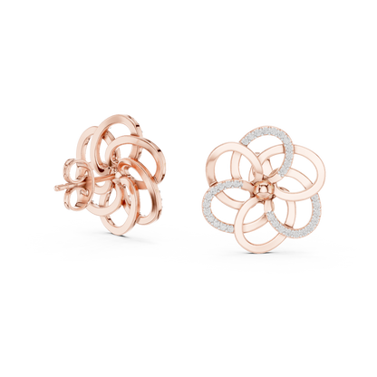 Vortex Petal Infinity Earrings • Multi-Ring Spiral Flower Studs • Hypnotic Designer Style