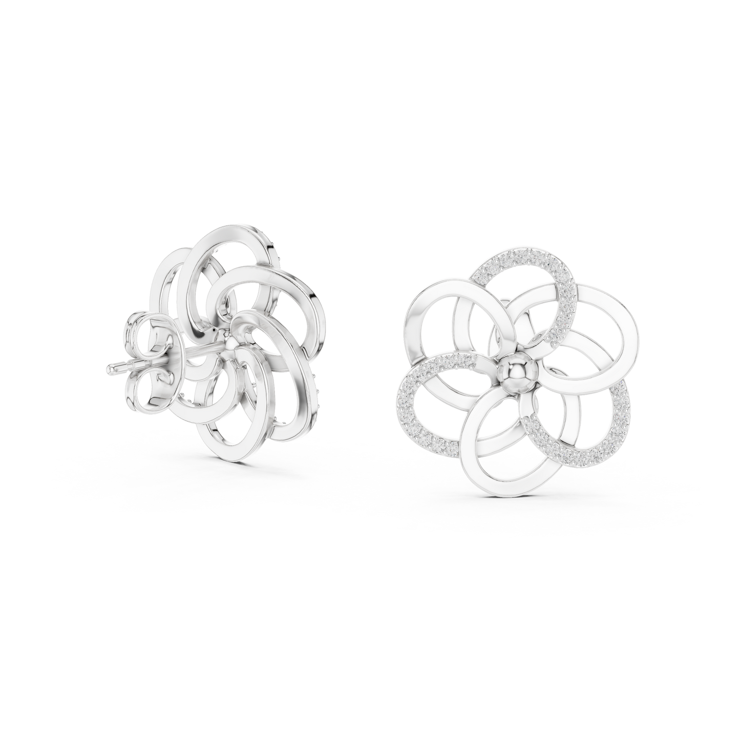 Vortex Petal Infinity Earrings • Multi-Ring Spiral Flower Studs • Hypnotic Designer Style
