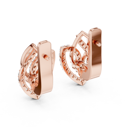 Serenity Petal Arc Earrings • Pavé Leaf Rings • High-Spark 14K/18K Gold Hoops