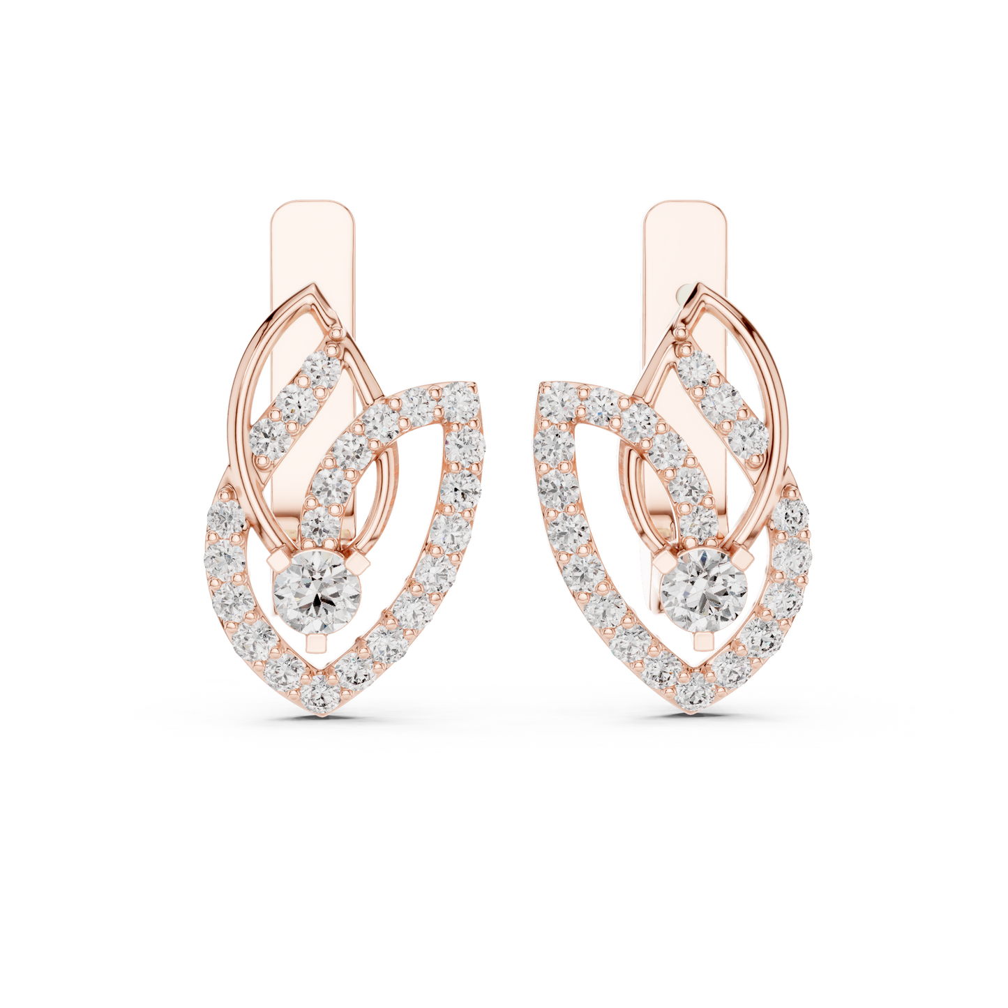 Serenity Petal Arc Earrings • Pavé Leaf Rings • High-Spark 14K/18K Gold Hoops