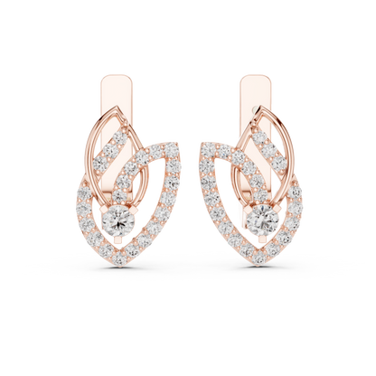Serenity Petal Arc Earrings • Pavé Leaf Rings • High-Spark 14K/18K Gold Hoops