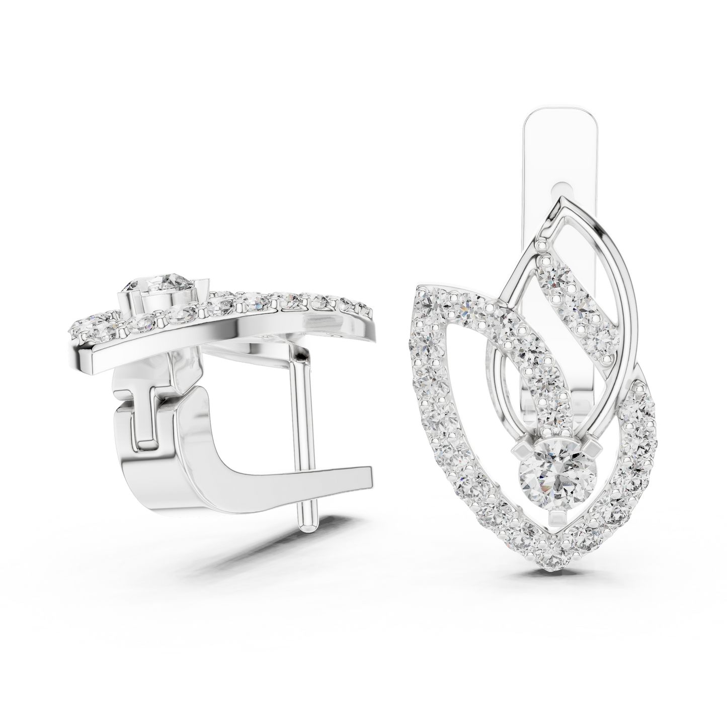 Serenity Petal Arc Earrings • Pavé Leaf Rings • High-Spark 14K/18K Gold Hoops