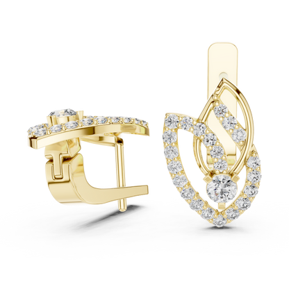 Serenity Petal Arc Earrings • Pavé Leaf Rings • High-Spark 14K/18K Gold Hoops