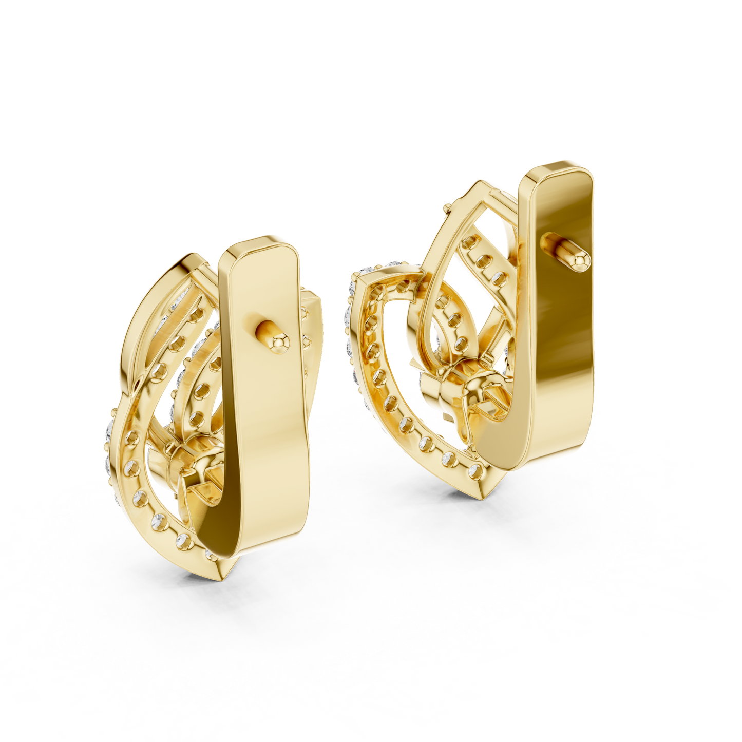 Serenity Petal Arc Earrings • Pavé Leaf Rings • High-Spark 14K/18K Gold Hoops