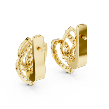 Serenity Petal Arc Earrings • Pavé Leaf Rings • High-Spark 14K/18K Gold Hoops