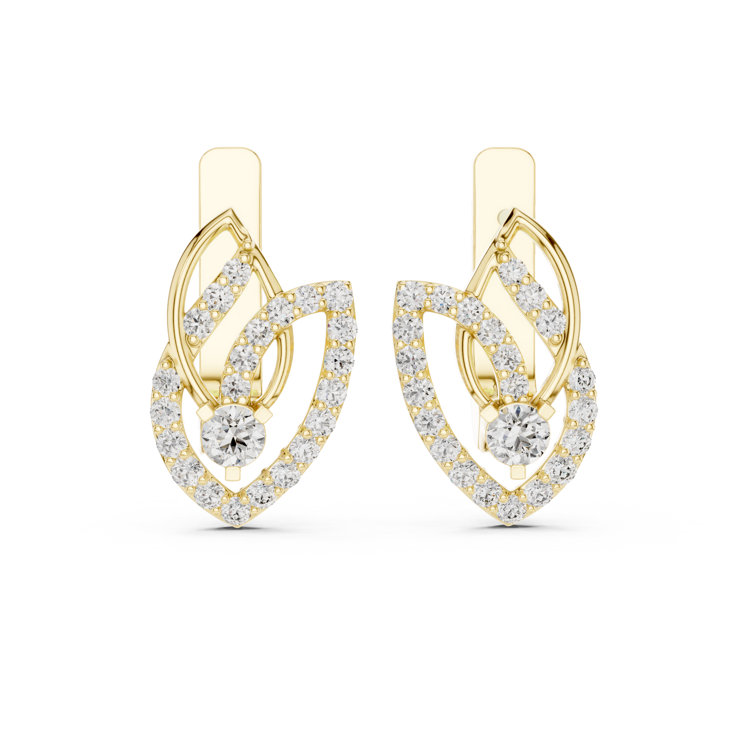 Serenity Petal Arc Earrings • Pavé Leaf Rings • High-Spark 14K/18K Gold Hoops