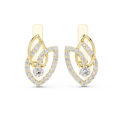 Serenity Petal Arc Earrings • Pavé Leaf Rings • High-Spark 14K/18K Gold Hoops