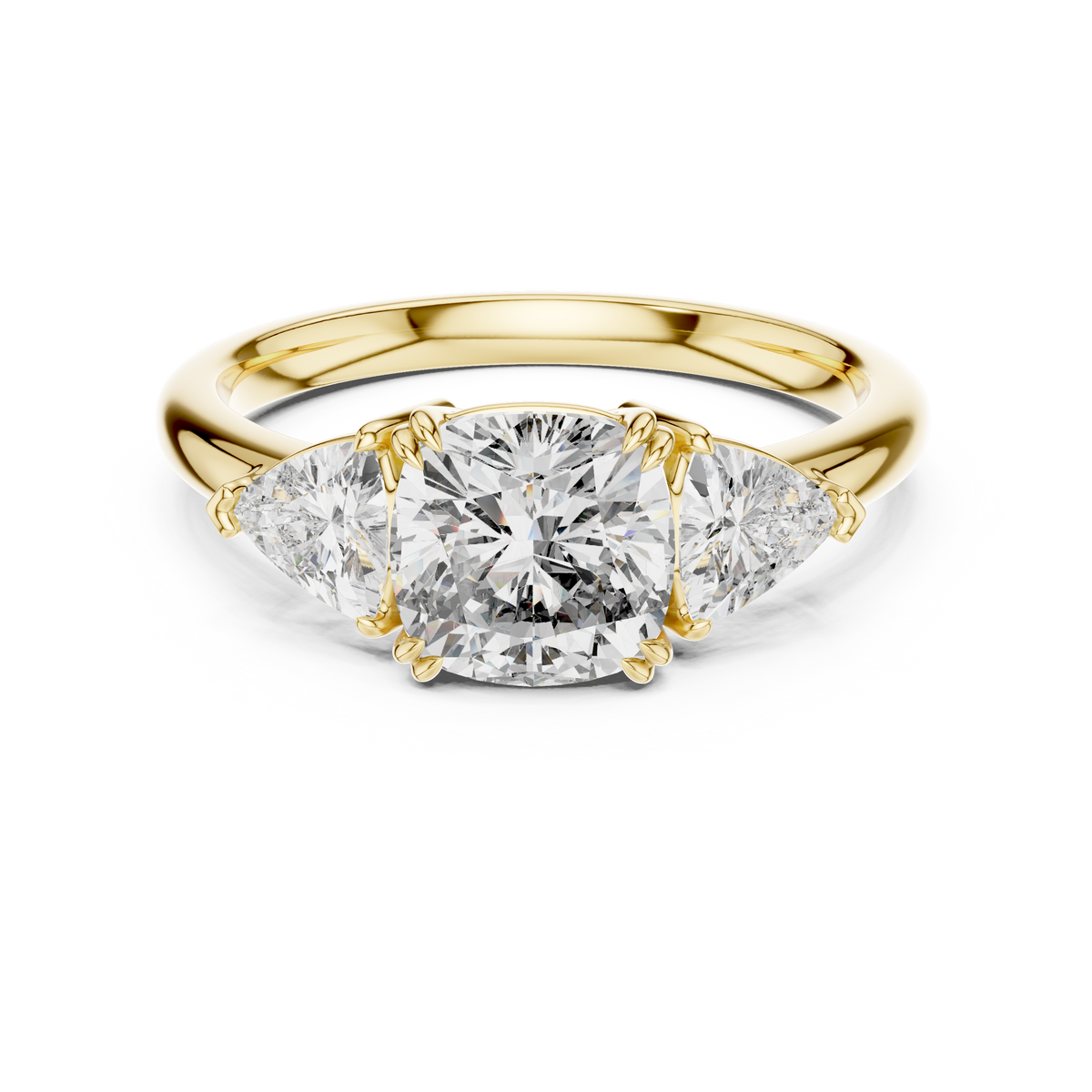 14K Gold Cushion Diamond Ring Millimeter Scale Measurement