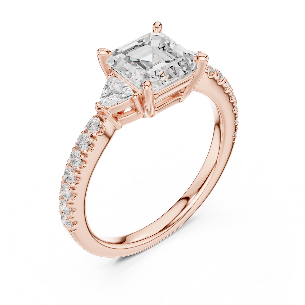 14K Gold Engagement Ring Side Profile Cathedral Setting