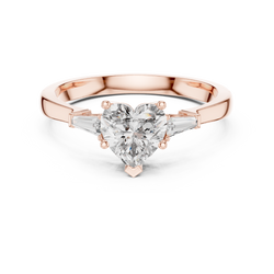 14K Gold Heart Cut Lab Diamond Engagement Ring Front View