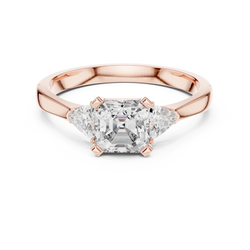 14K Gold Lab Diamond 3 Stone Ring Front View