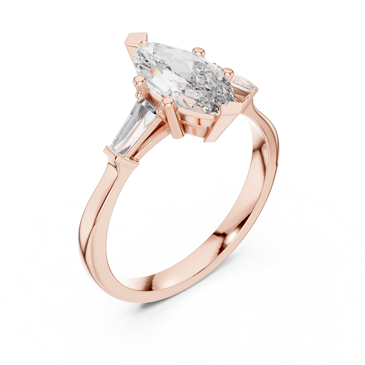14K Gold Lab Diamond Marquise Ring Side Profile Angle