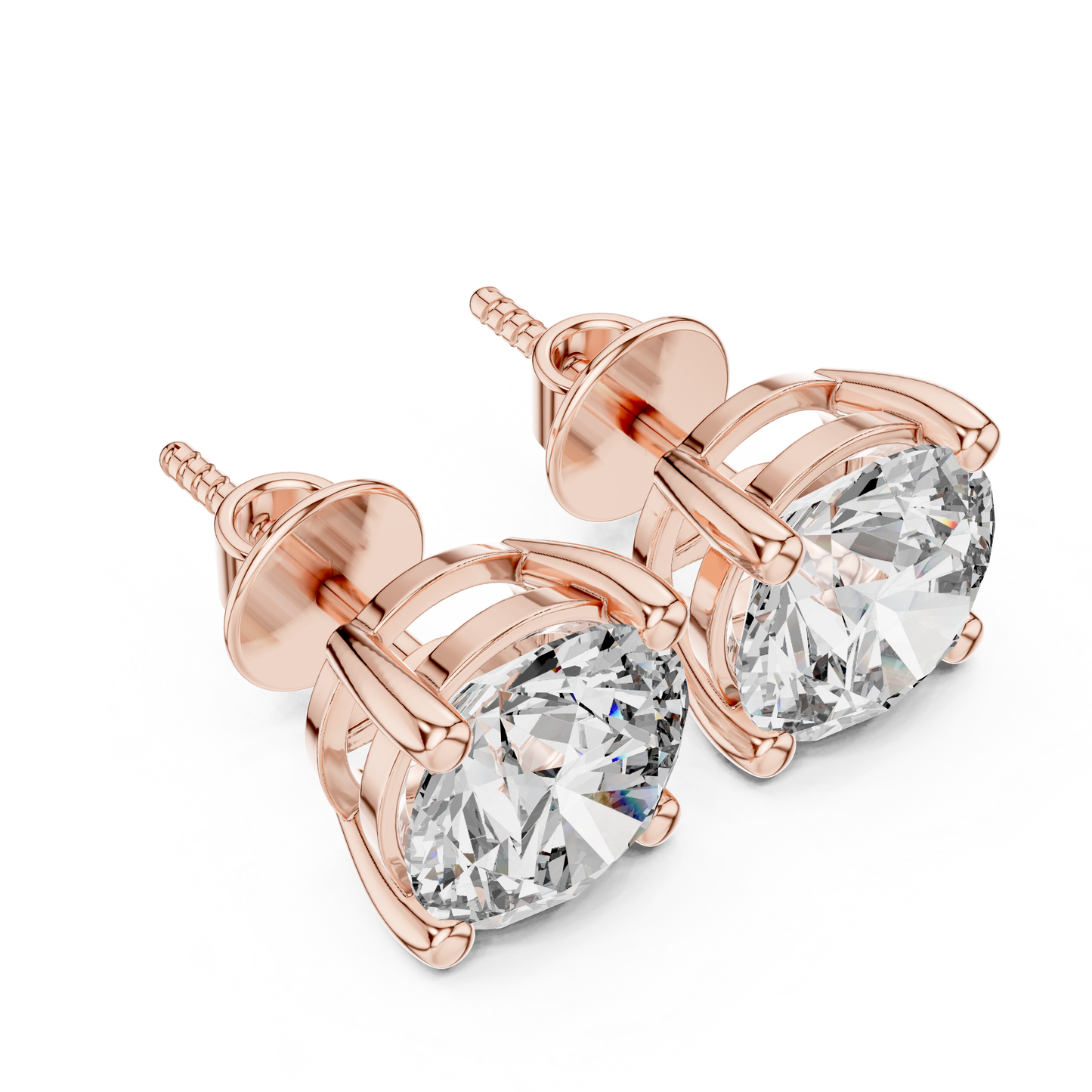 14K Gold Lab Diamond Studs Front View
